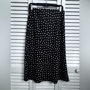 LOFT Black Maxi Skirt with White Abstract Print